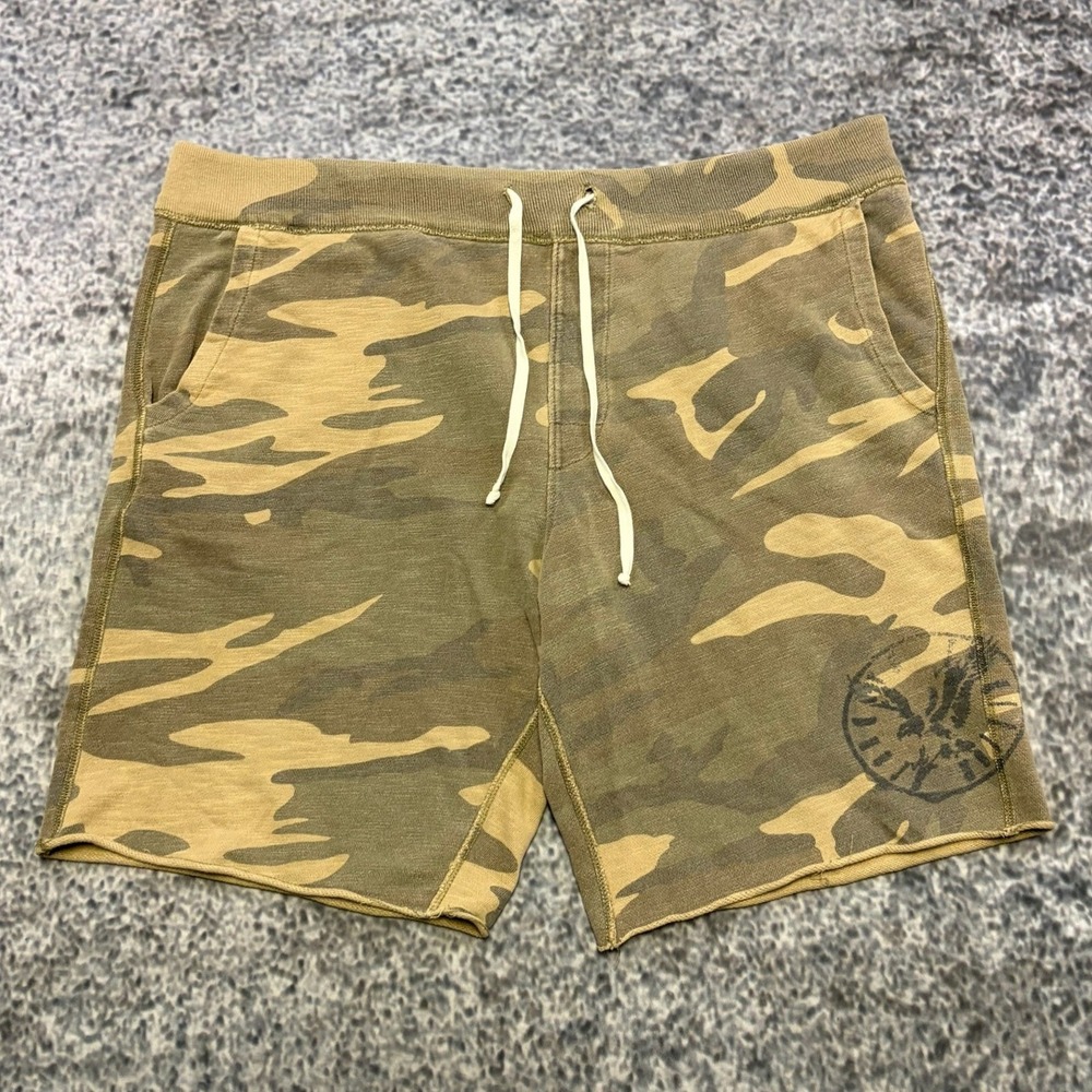 American Eagle Outfitters Camo Sweat Shorts Mens Large Green Brown Casual Lounge